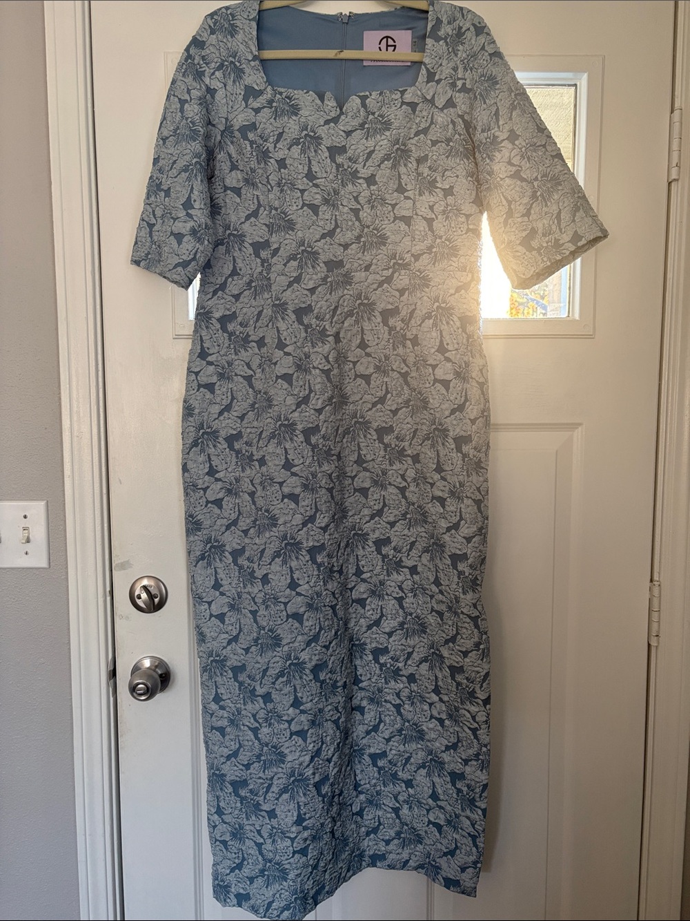 JS Collections Blue Floral Scoop-Neck Long Dress